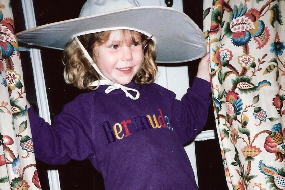 Alice Sharman in a Bermuda jumper