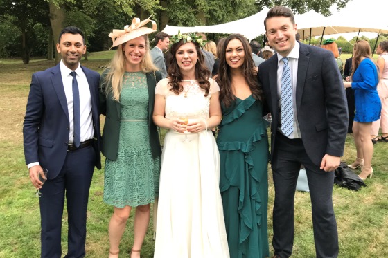 Alice Sharman with her Hiscox workmates at her wedding